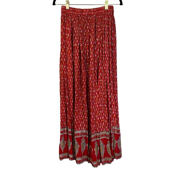 RAGA Skirt Medium Anthropologie Love Child Rust Maxi Elastic Waist Boho Romantic - Picture 3 of 14